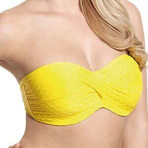 Cleo by Panache Women's Matilda Twist Bandeau Bikini Top 30F, "Happy Yellow"